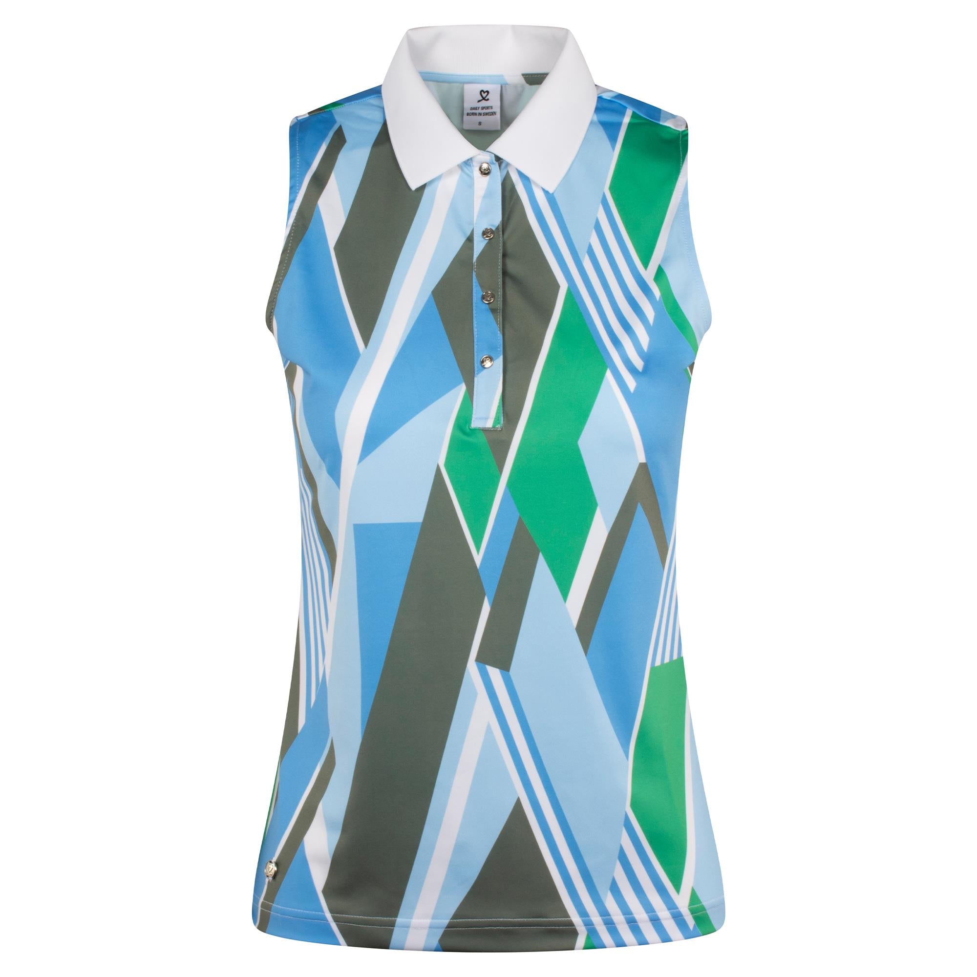 Daily Sports Fusion Ladies Sleeveless Golf Polo Shirt Stripe Fusion Blue